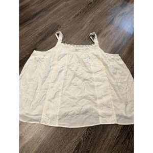 Torrid White Eyelet Lace Crochet Trim Cami Tank Top Plus Size 4 Boho Sleeveless